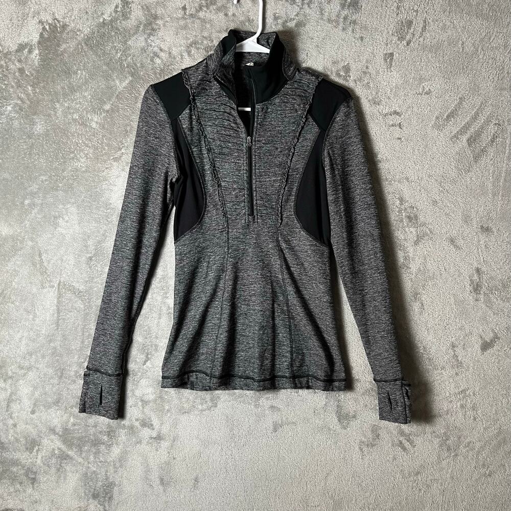 Lululemon Run: Your Heart Out Pullover Heathered Grey and Black Rulu Size 4